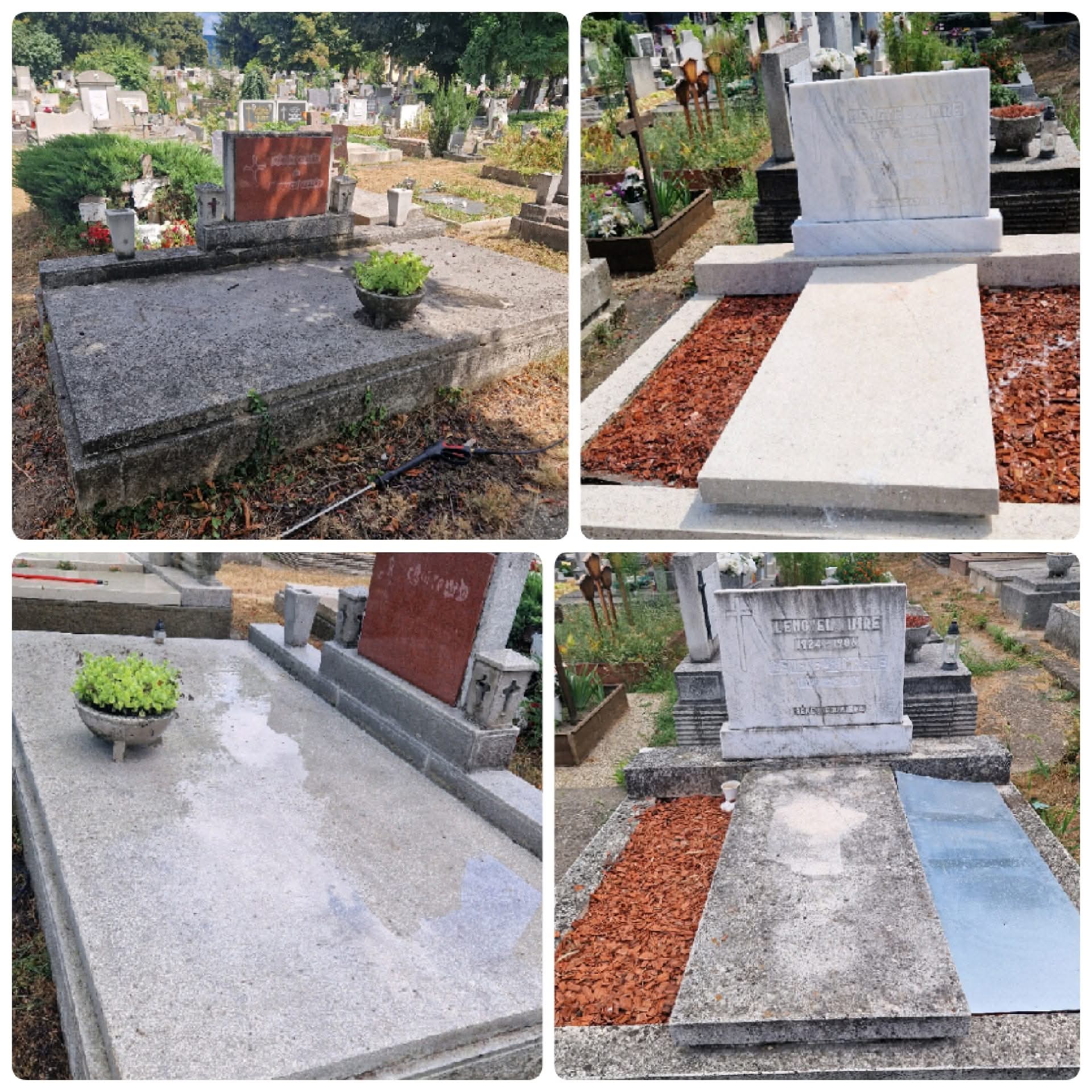 Curățenie piatră funerară – restaurare completă